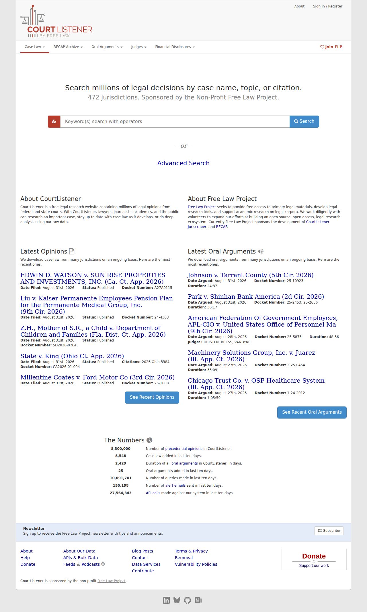 Defiance County docket search source showing CourtListener federal docket material